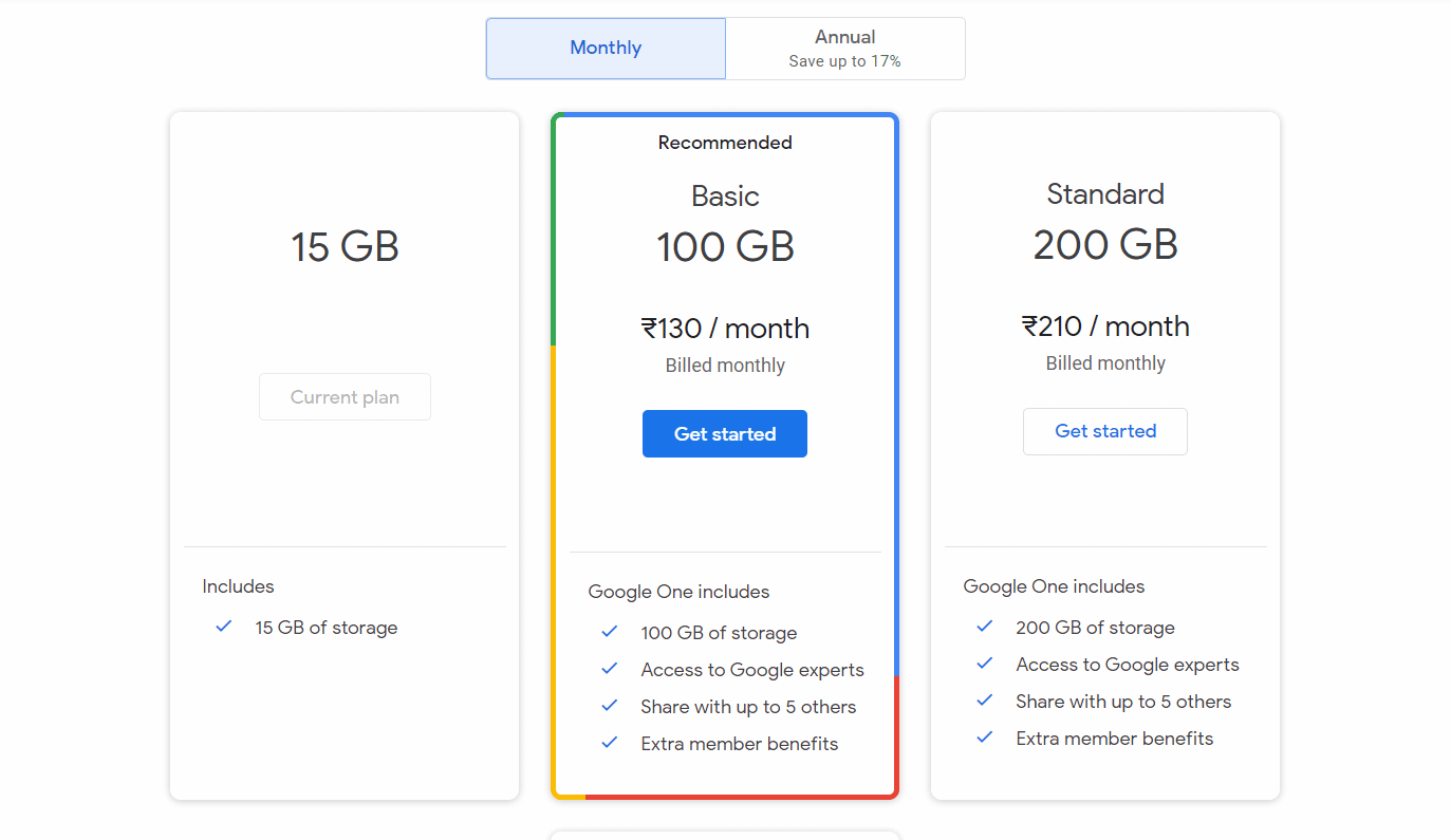 Forfaits de stockage Google Cloud et page de tarification | Correction des photos WhatsApp qui ne sont pas sauvegardées sur Google Photos sur Android