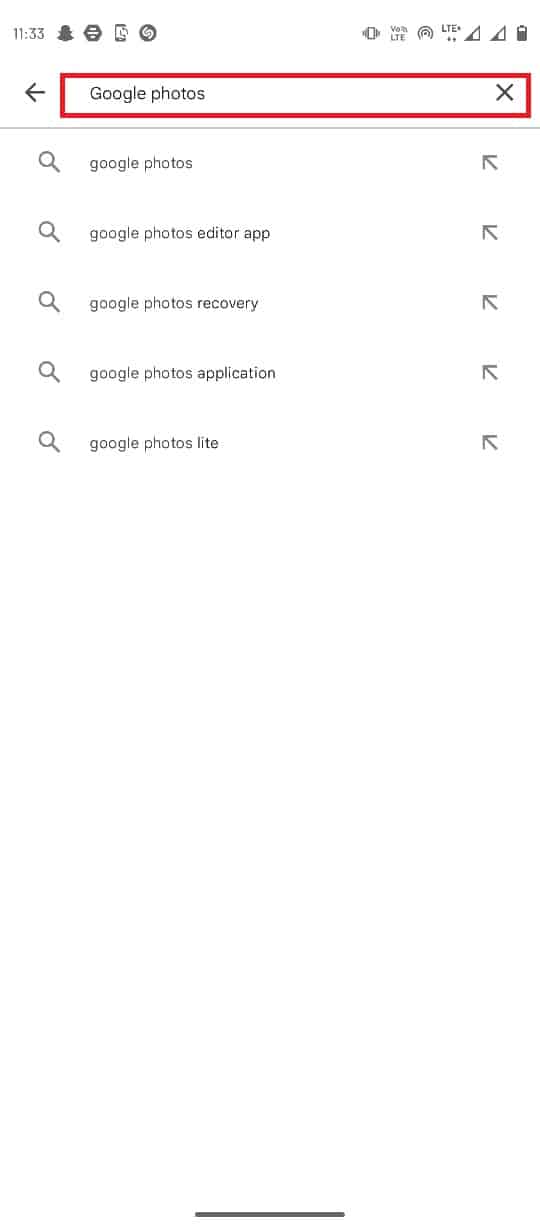 Dans la barre de recherche, tapez Google Photos.