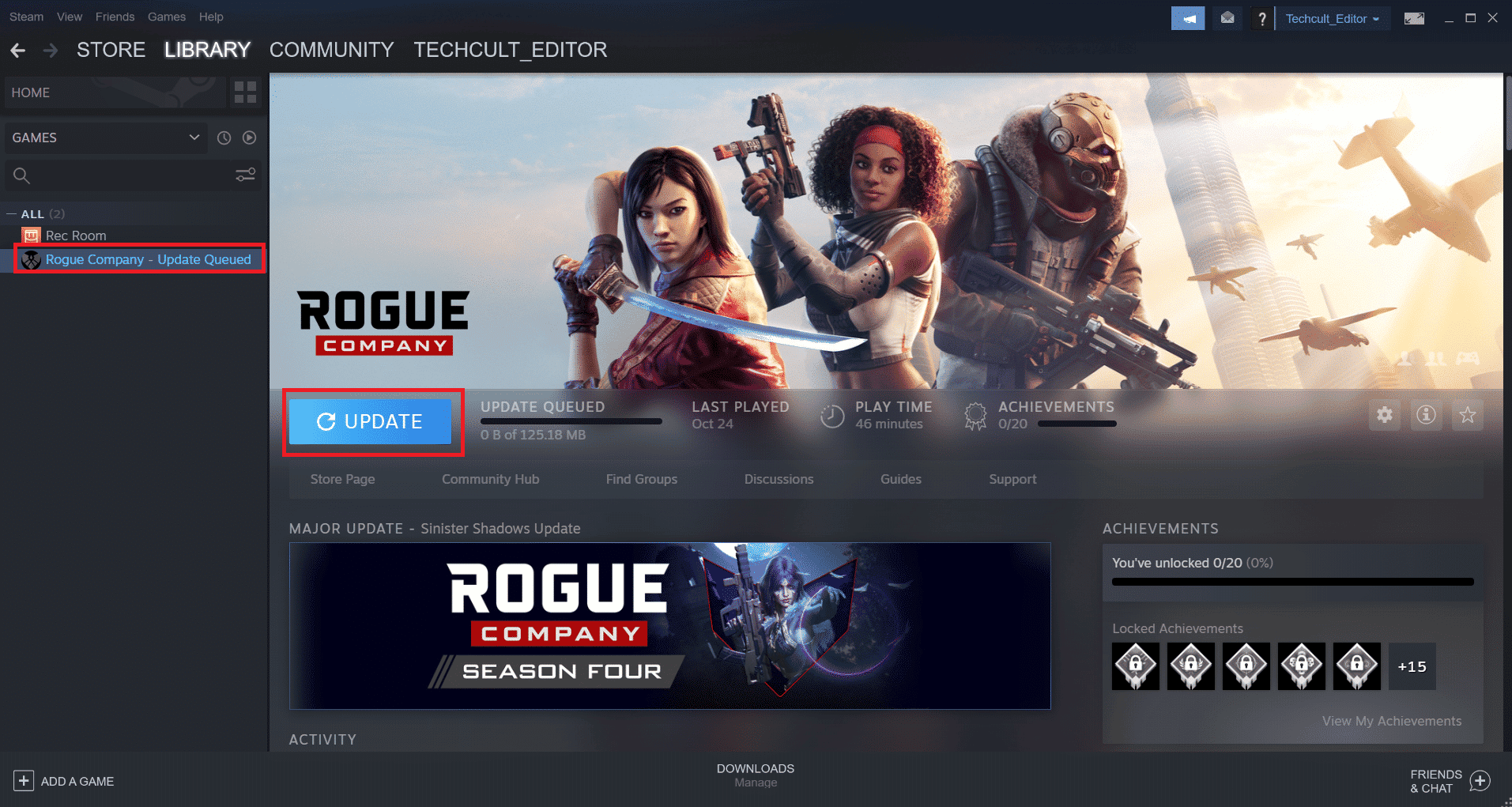 Steam ana sayfası GÜNCELLEME seçeneği. Apex Legends Motor Hatası 0x887a0006'yı Düzeltmenin 11 Yolu
