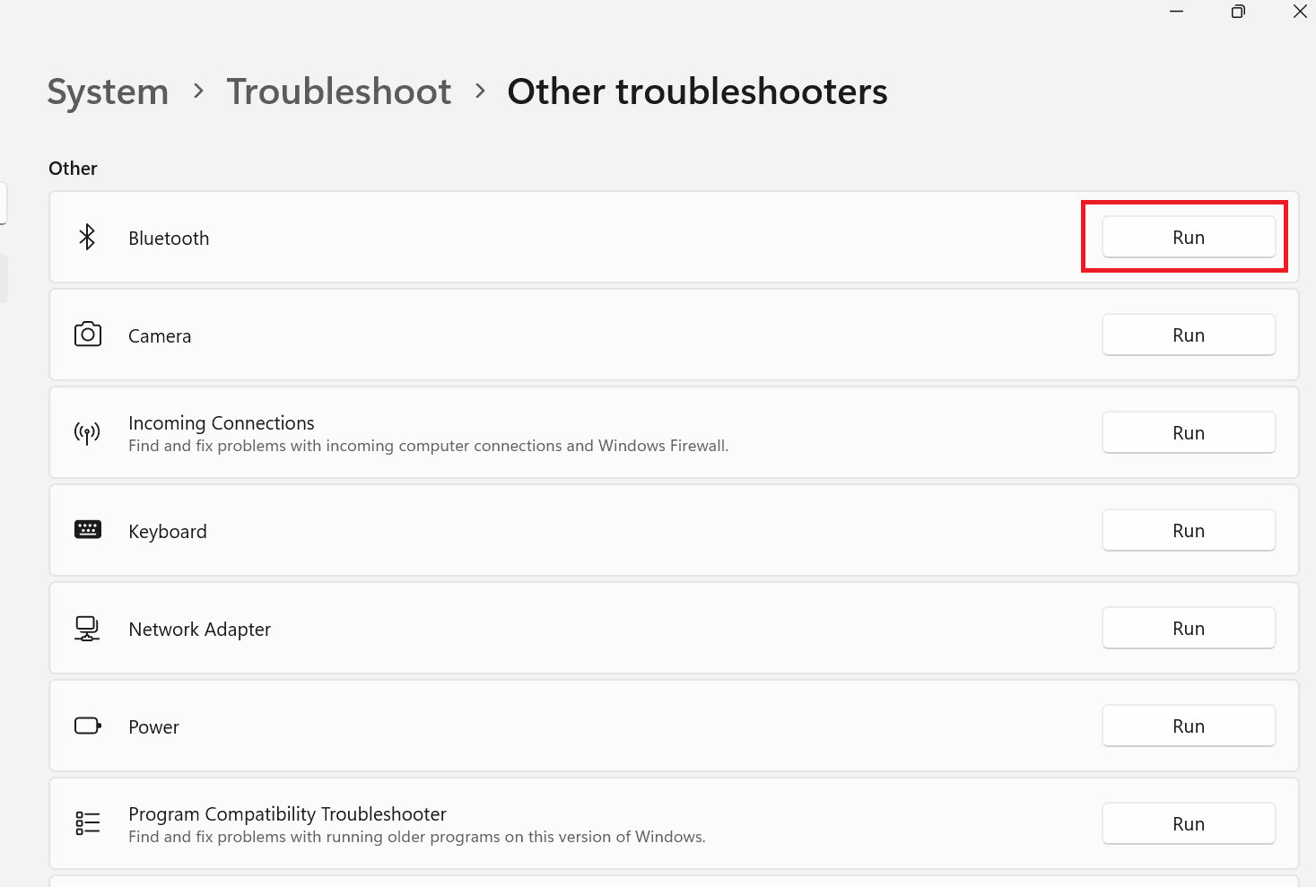 Ausführen für Bluetooth unter Windows