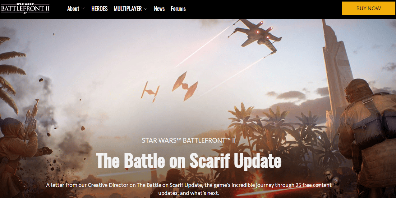 STAR WARS BATLLEFRONT II-Webseite