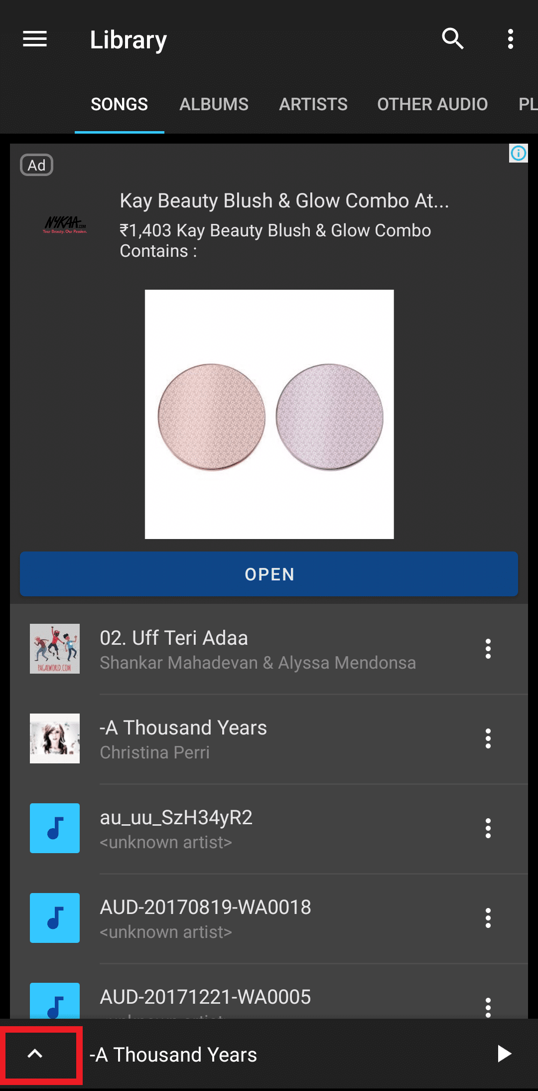 위쪽 화살표를 탭 | Spotify 느린 노래