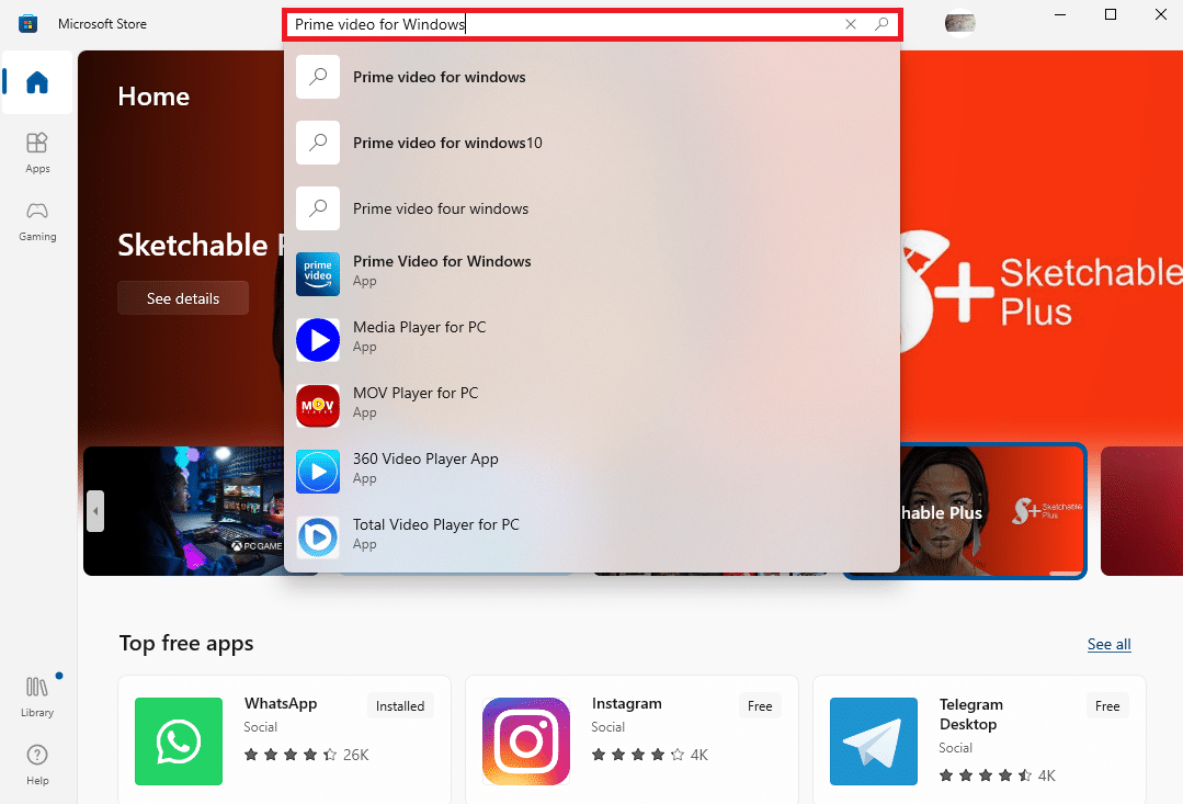 Windows için Prime Video'yu arayın. Amazon Prime Video'da Yetersiz Bant Genişliği Hatasını Düzeltin