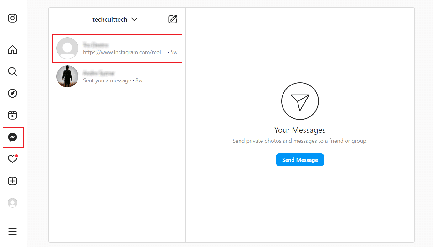 Ícone do Messenger ou DM - bate-papo do IG desejado | Chat de vídeo do Instagram no PC