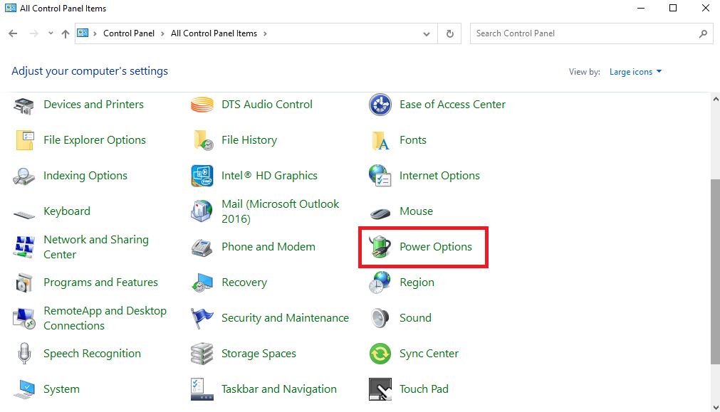 ค้นหาและคลิกตัวเลือกการใช้พลังงาน วิธีแก้ไข Video Lag ใน VLC Media Player บน Windows