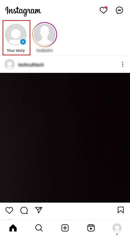 atingeți fila Povestea dvs. din ecranul de feed