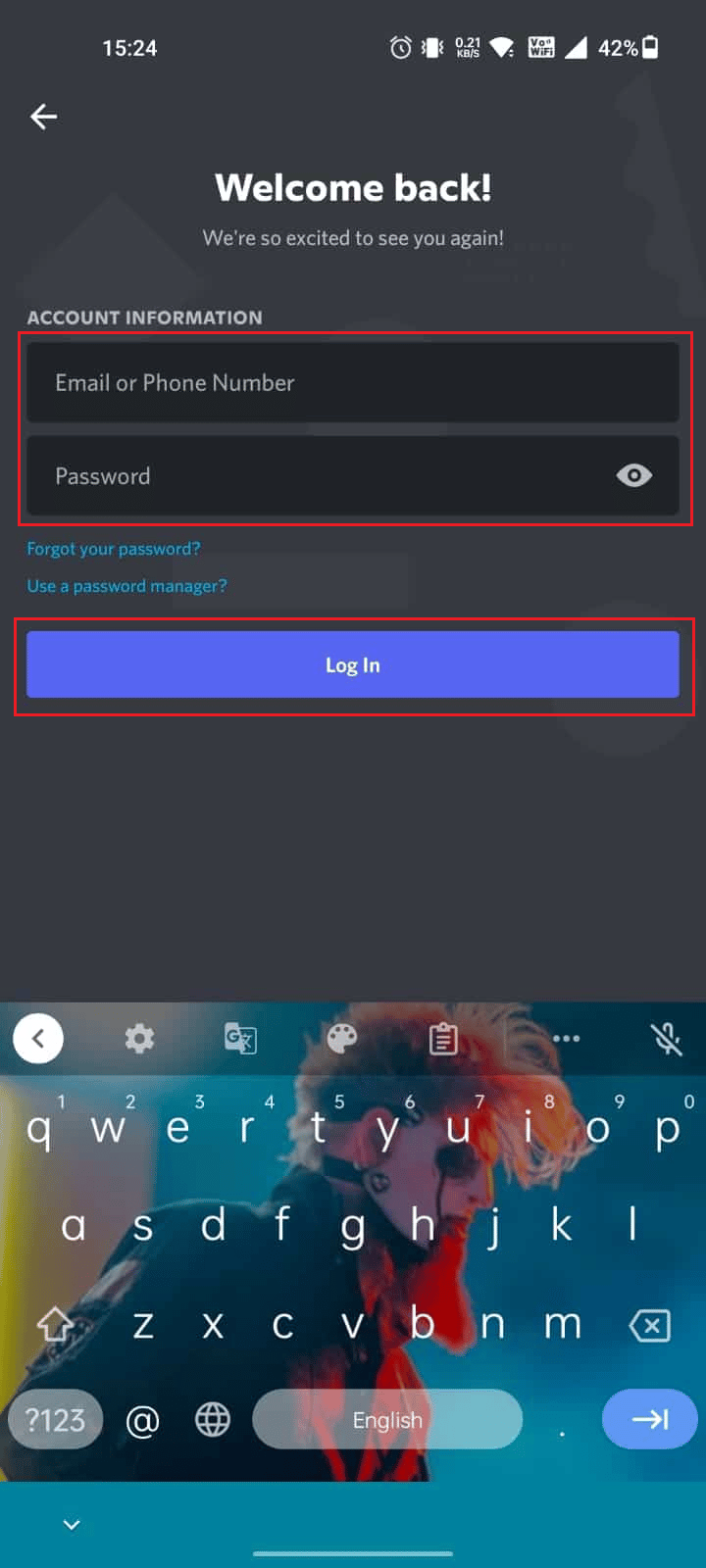Abra la aplicación Discord e inicie sesión en su cuenta