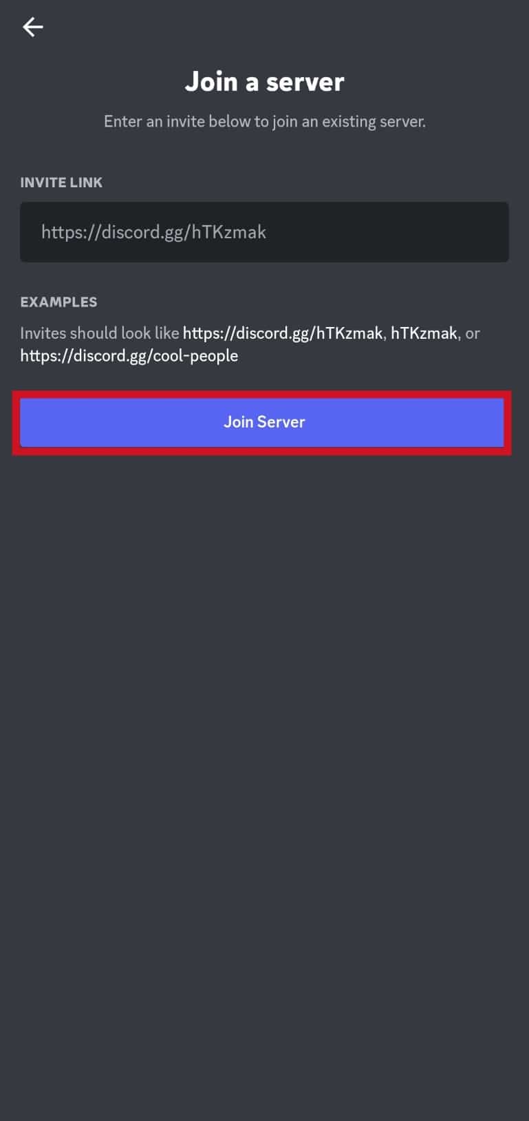 toque el botón Unirse al servidor | Cómo buscar en Discord Mobile