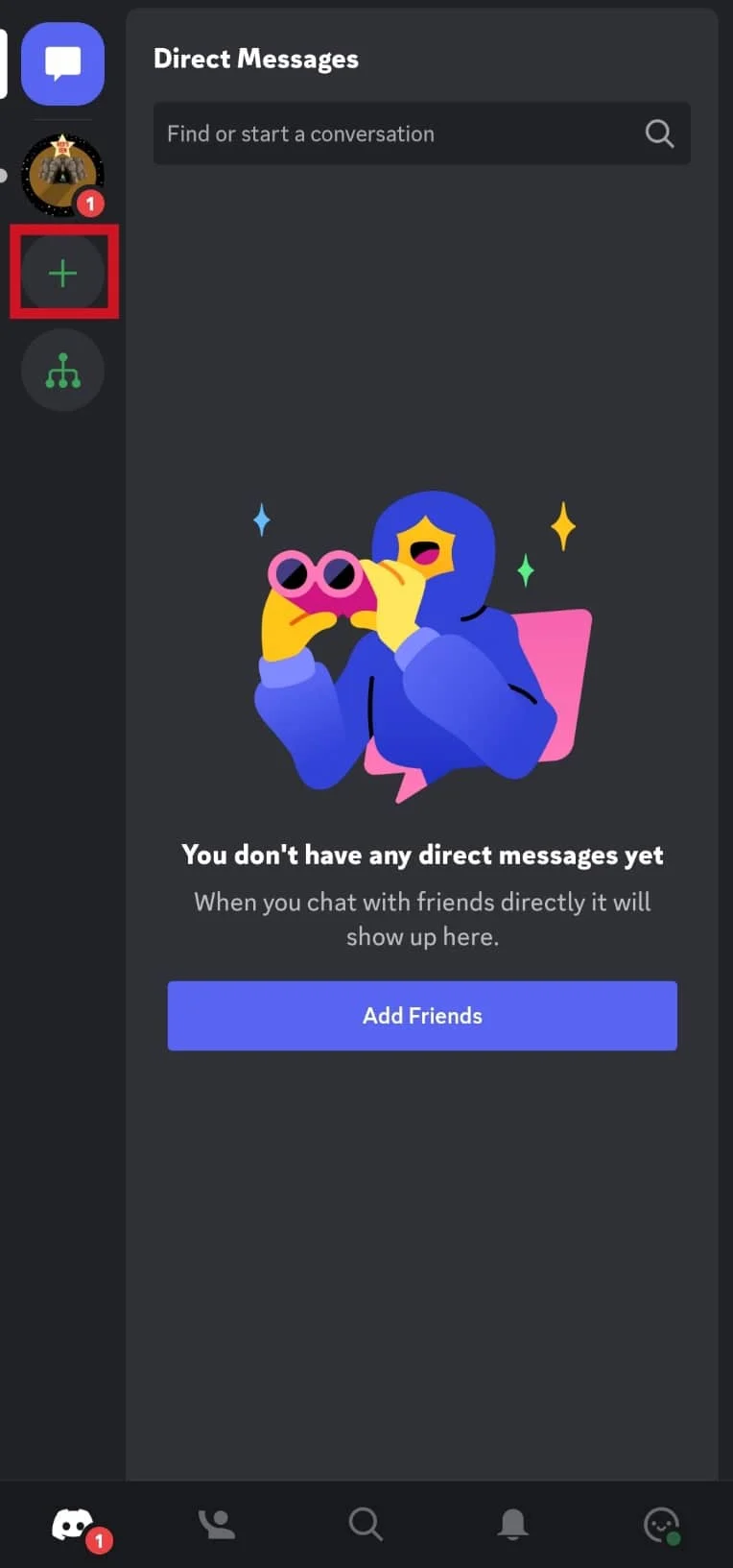 Toque el ícono más en la esquina superior izquierda de la pantalla | Cómo buscar en Discord Mobile