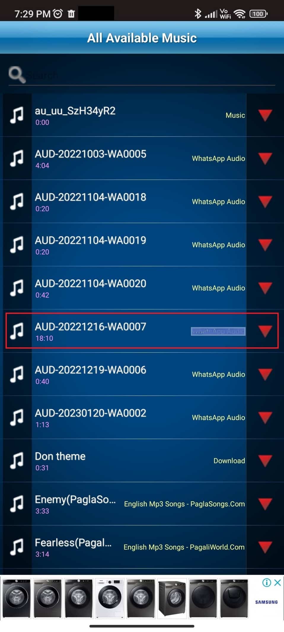 Wählen Sie das gespeicherte TikTok-Audio aus