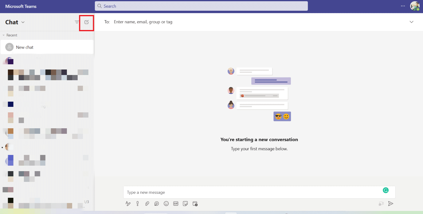 Klicken Sie auf die Option Neues Chat-Symbol