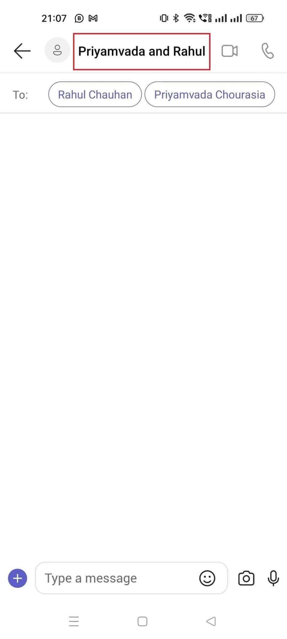 Namen werden oben im Gruppenchat angezeigt. So erstellen Sie eine Gruppe in Teams