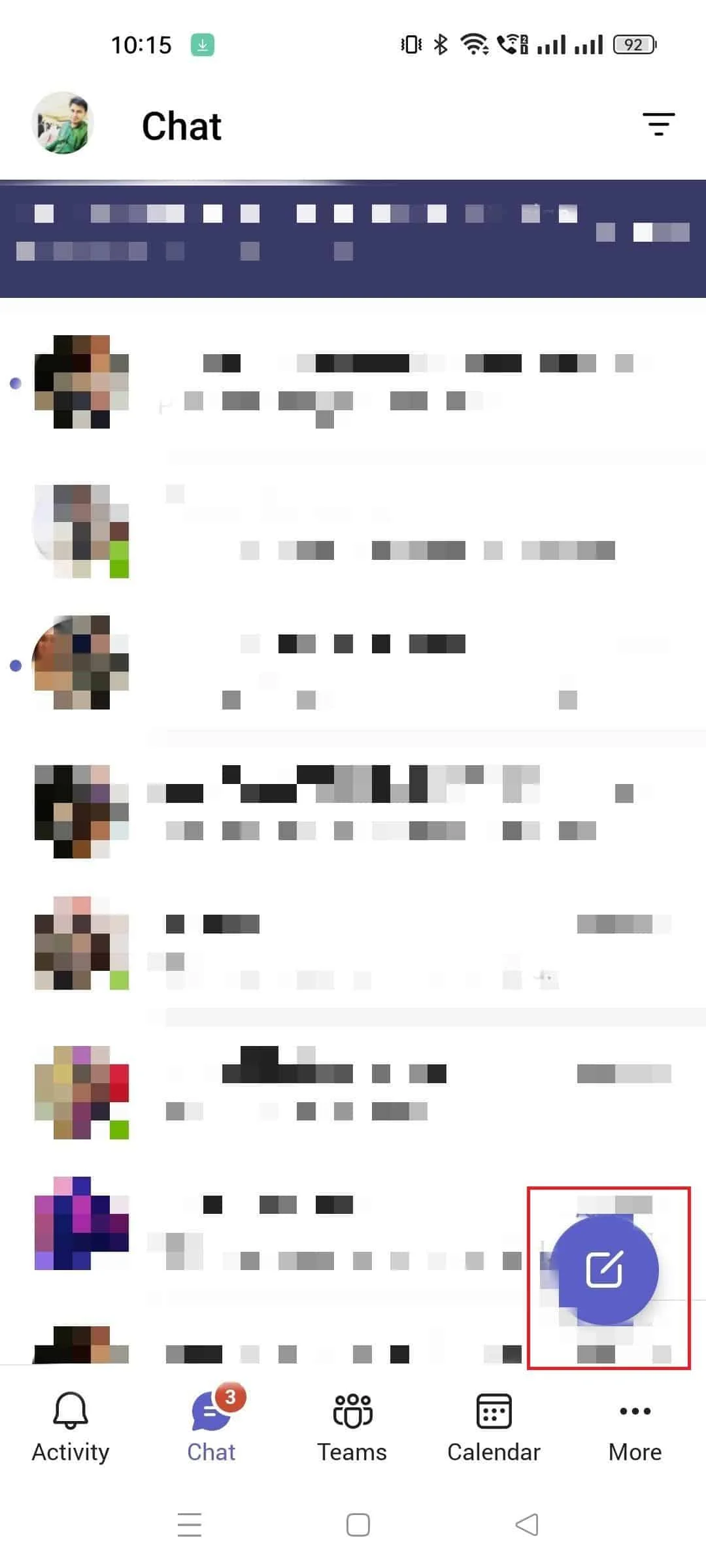 Tippen Sie auf das Symbol „Neuer Chat“. So erstellen Sie eine Gruppe in Teams