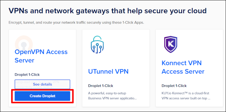 DigitalOcean 물방울 선택