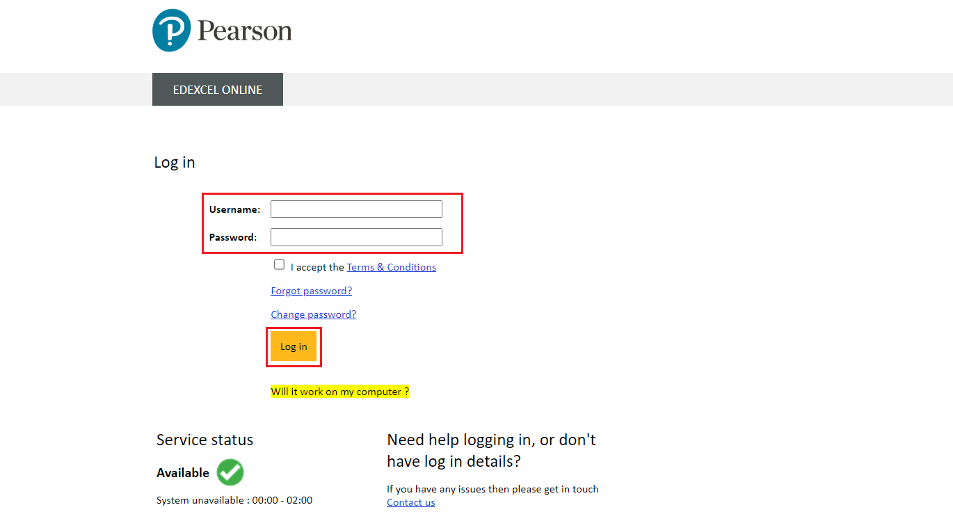 กรอก Username และ Password ในช่องที่กำหนด แล้วคลิก Log in