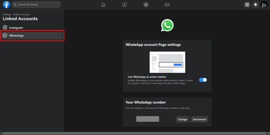 單擊 WhatsApp 選項卡