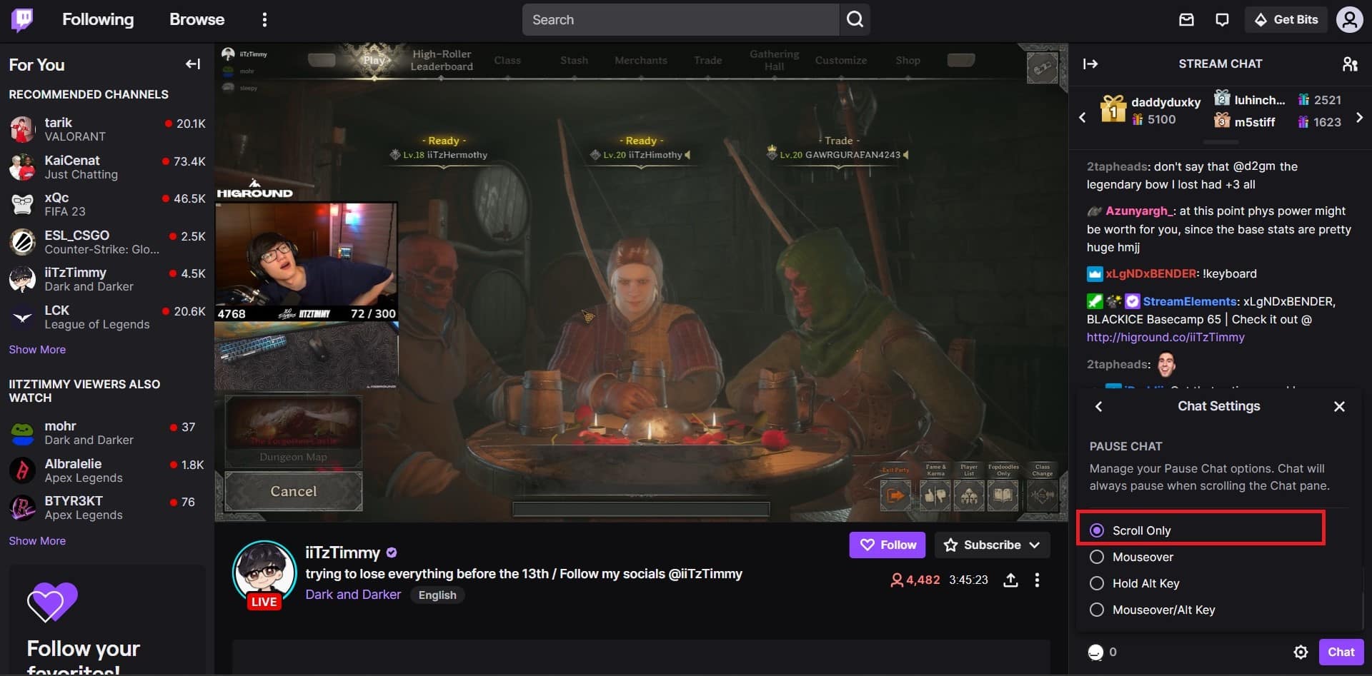 เลือกตัวเลือกเลื่อนเท่านั้น | วิธีหยุดการแชท Twitch ชั่วคราว