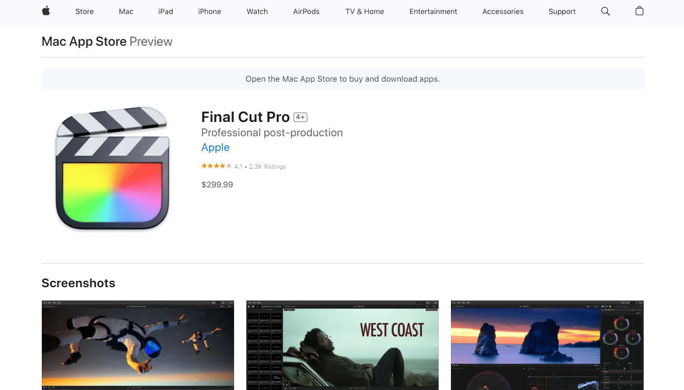 سعر متجر تطبيقات FCP X