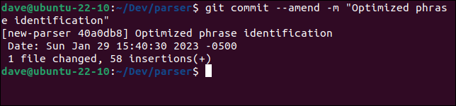 commit --amend オプションを使用してコミット メッセージを修正する