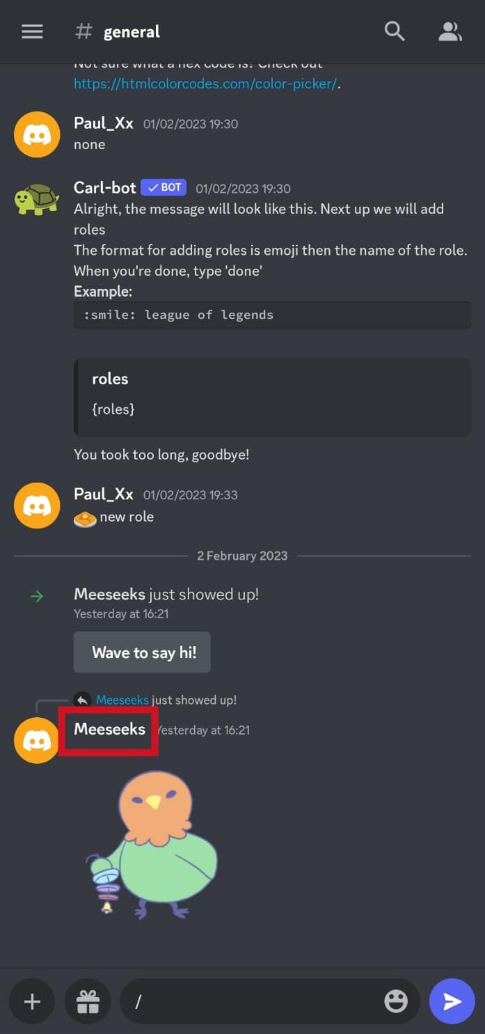 Tippen und halten Sie den Benutzernamen des Mitglieds im Gruppenchat