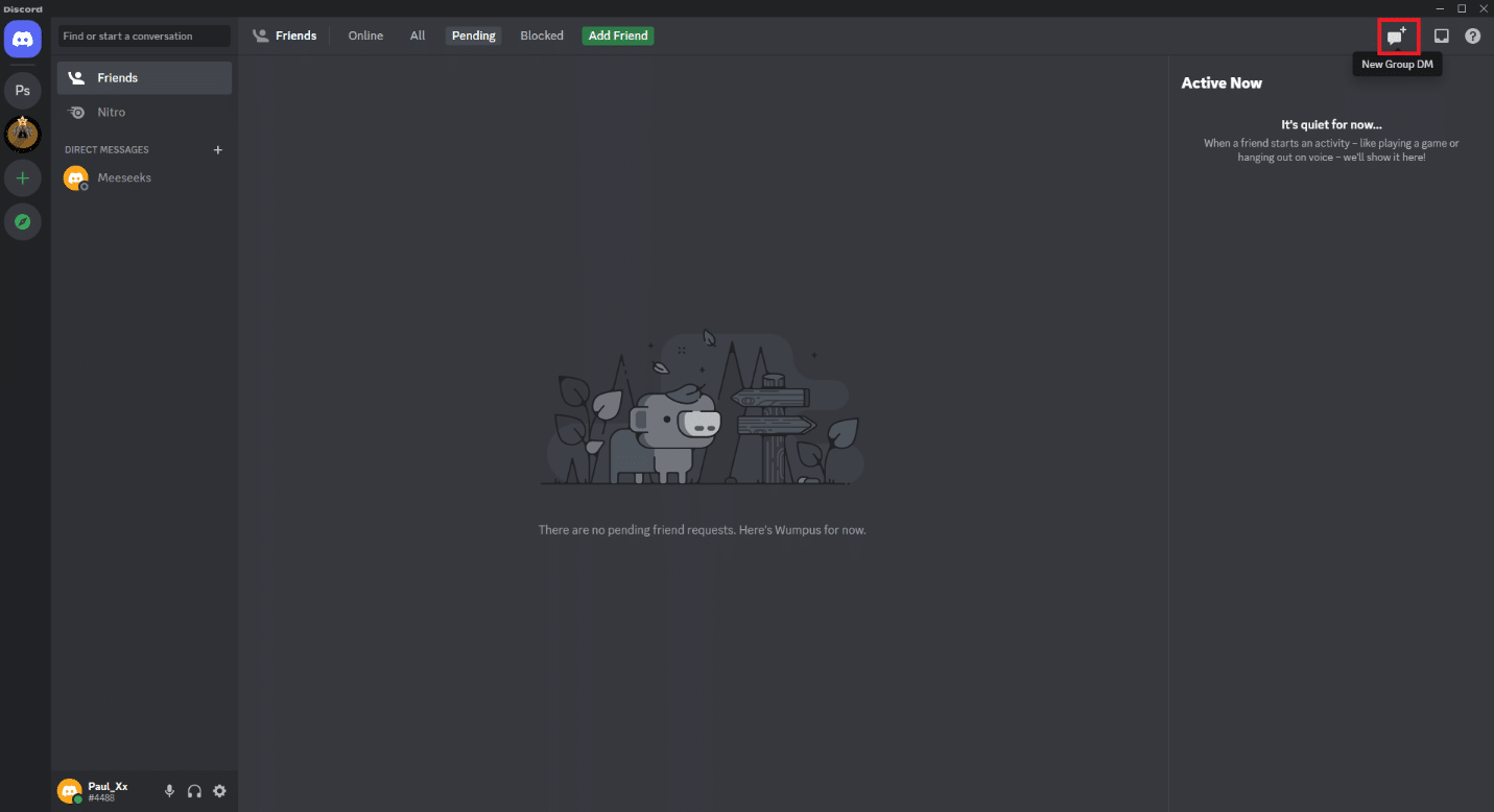 Klicken Sie auf das Symbol Neue Gruppen-DM. So entfernen Sie jemanden aus der Discord-Gruppe
