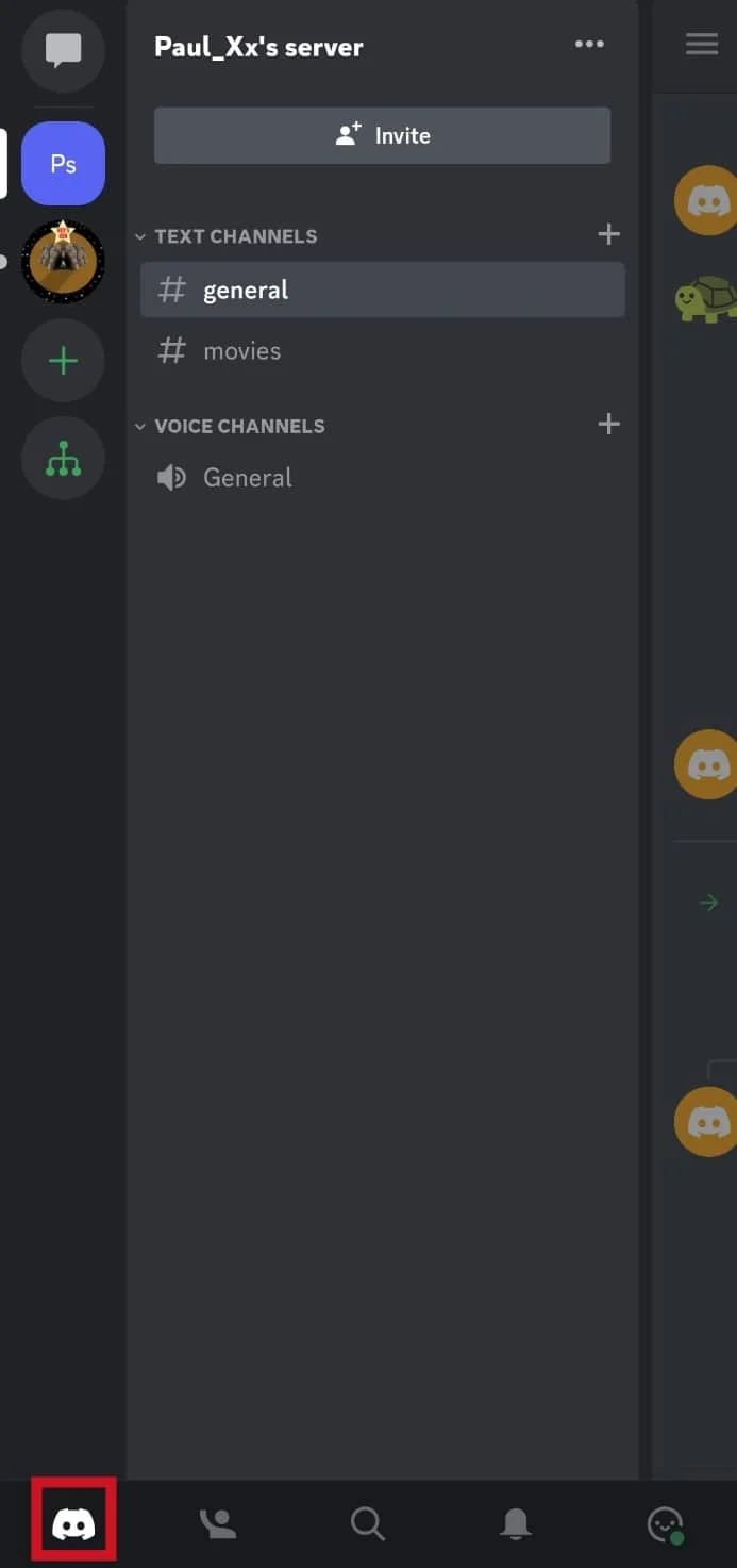 Starten Sie Discord und tippen Sie unten auf das Discord-Logo