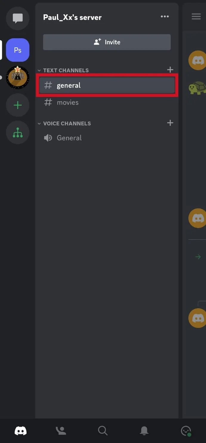 Tippen Sie auf einen Serverkanal