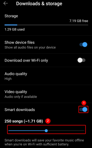 Attiva "Download intelligenti".