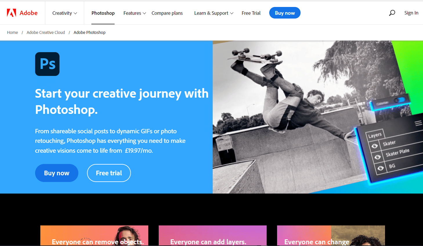 アドビフォトショップのウェブページ | Photoshop vs Canva