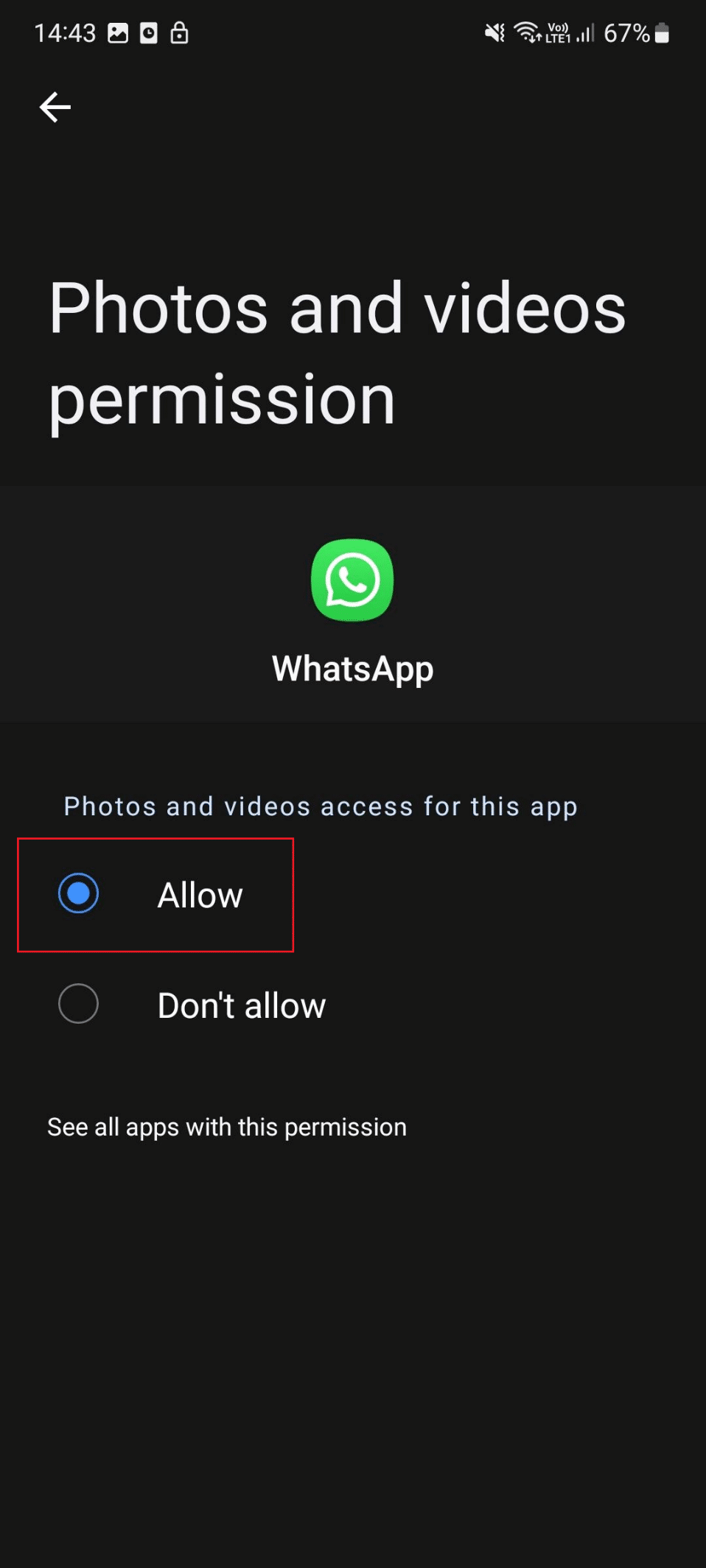 izinkan izin foto dan video. Perbaiki Gambar dan Media WhatsApp Tidak Mengunduh
