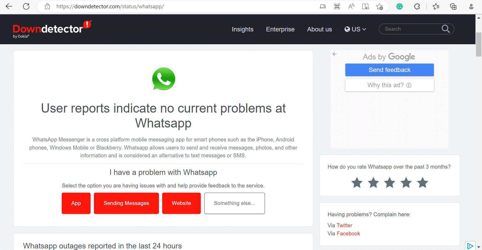 whatsapp downdetector