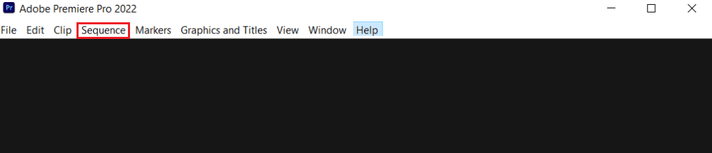 Adobe Premiere Pro でシーケンスメニューを選択