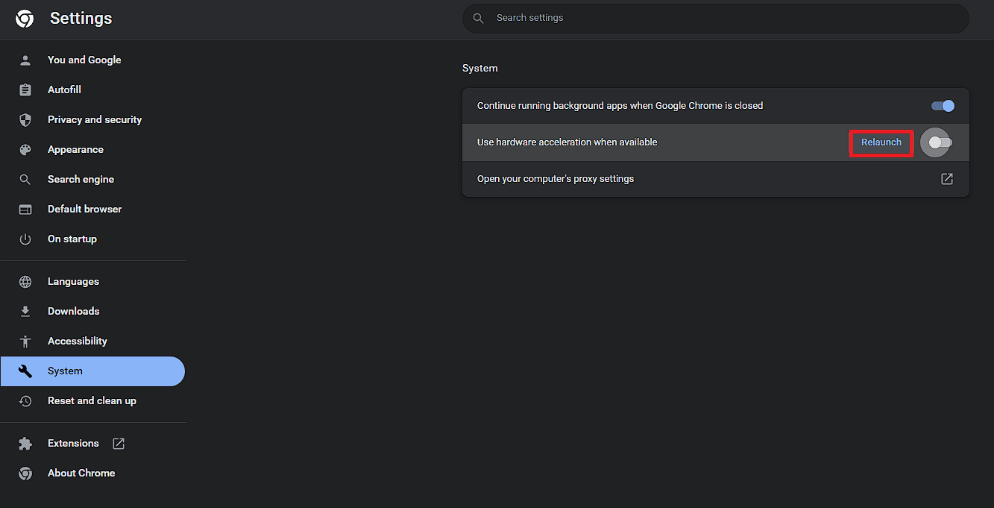 Klicken Sie auf die Option Neustart