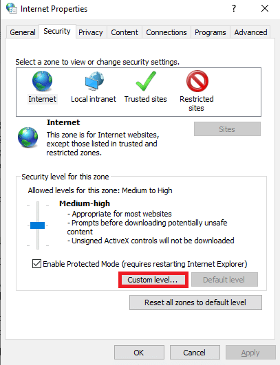 คลิกที่ระดับที่กำหนดเอง 13 วิธีในการแก้ไขข้อผิดพลาดการดาวน์โหลดที่ล้มเหลวบน Chrome
