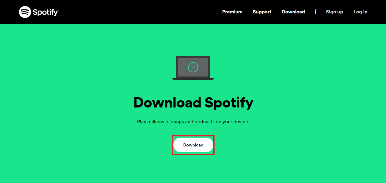 單擊下載以下載 Spotify 安裝程序