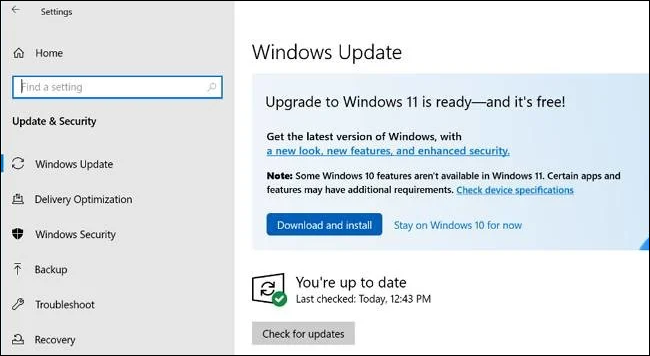 อัปเดตเป็น Windows 11 ผ่าน Windows Update ใน Windows 10