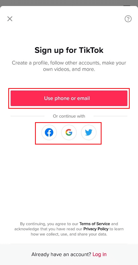 Użyj telefonu lub e-maila | Jak zmienić hasło TikTok bez numeru telefonu