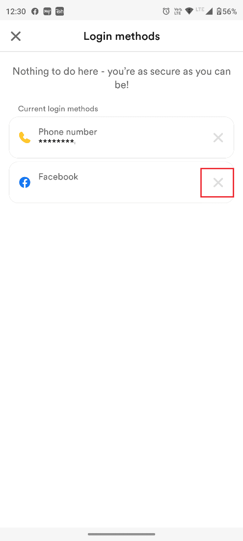 ketuk Salib di sebelah profil Facebook Anda