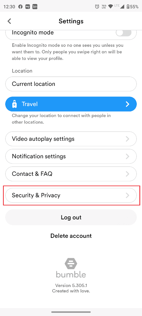 Ketuk Keamanan dan Privasi. Cara Mereset Gesekan Bumble