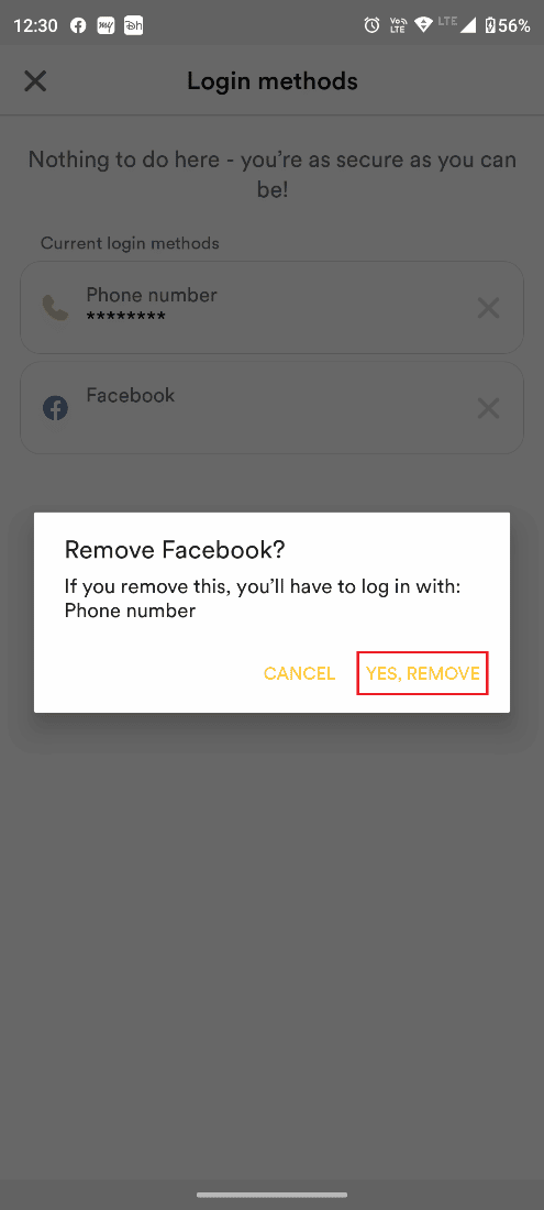 ketuk YA, opsi HAPUS. Cara Mereset Gesekan Bumble