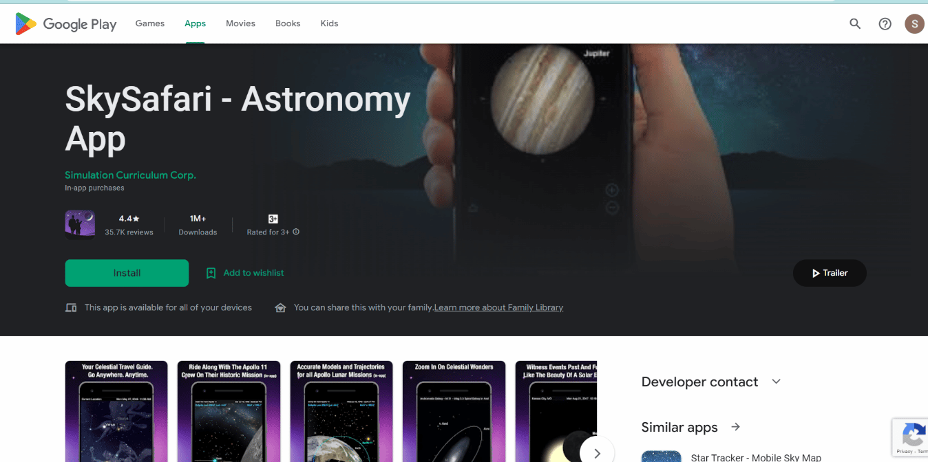 Aplicația Sky Safari Astronomy