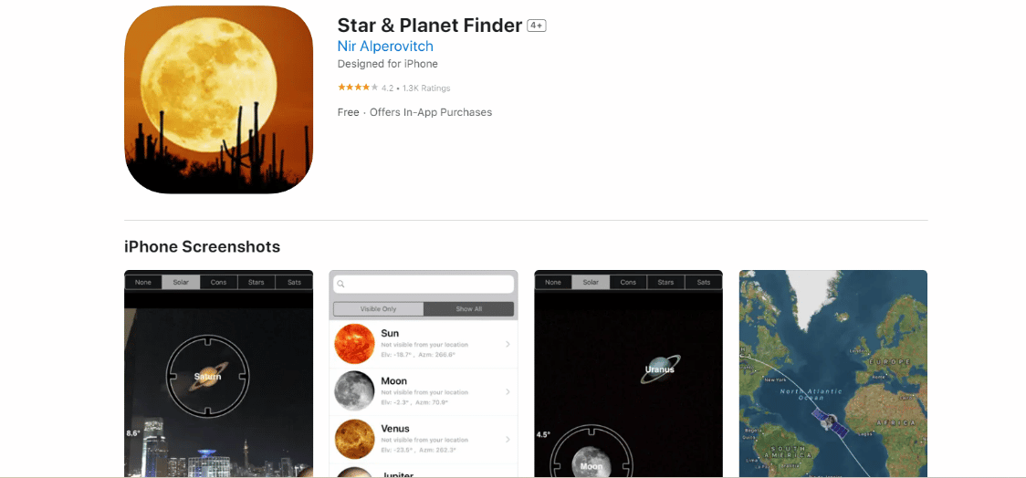 Pagina de instalare a aplicației Star and Planet Finder. 22 de cele mai bune aplicații de astronomie și observare a stelelor
