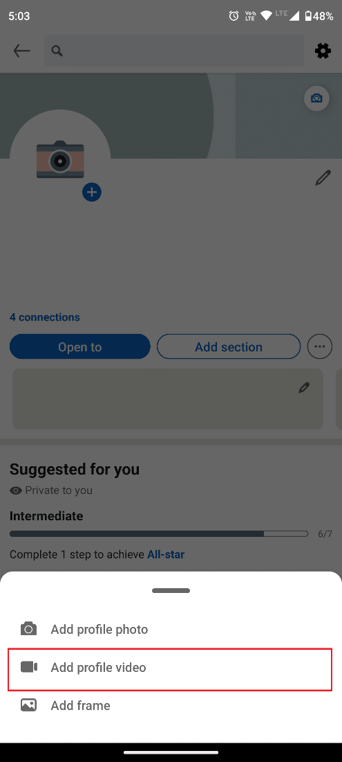 プロフィール動画を追加をタップ