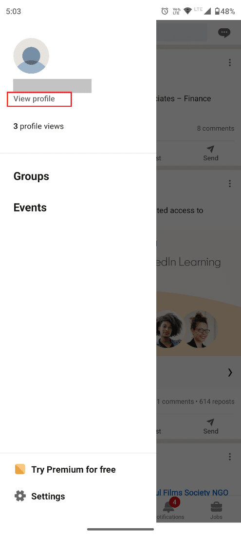 次に、[プロフィールを表示] をタップします。