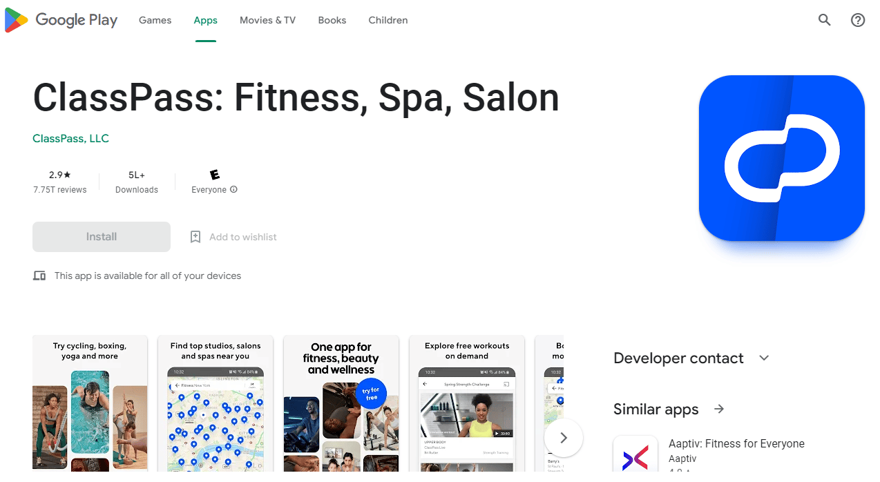 Google Play の ClassPass