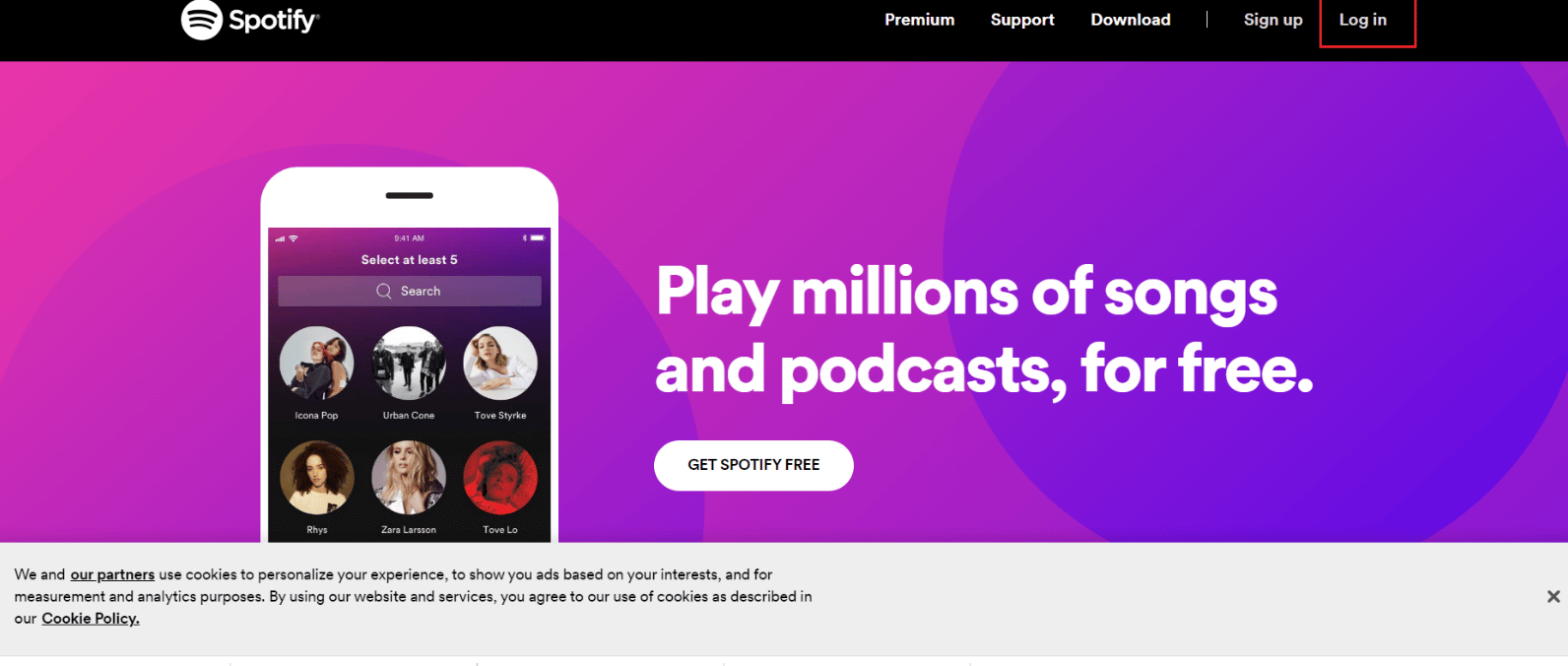 conectați-vă la contul dvs. pe site-ul web Spotify