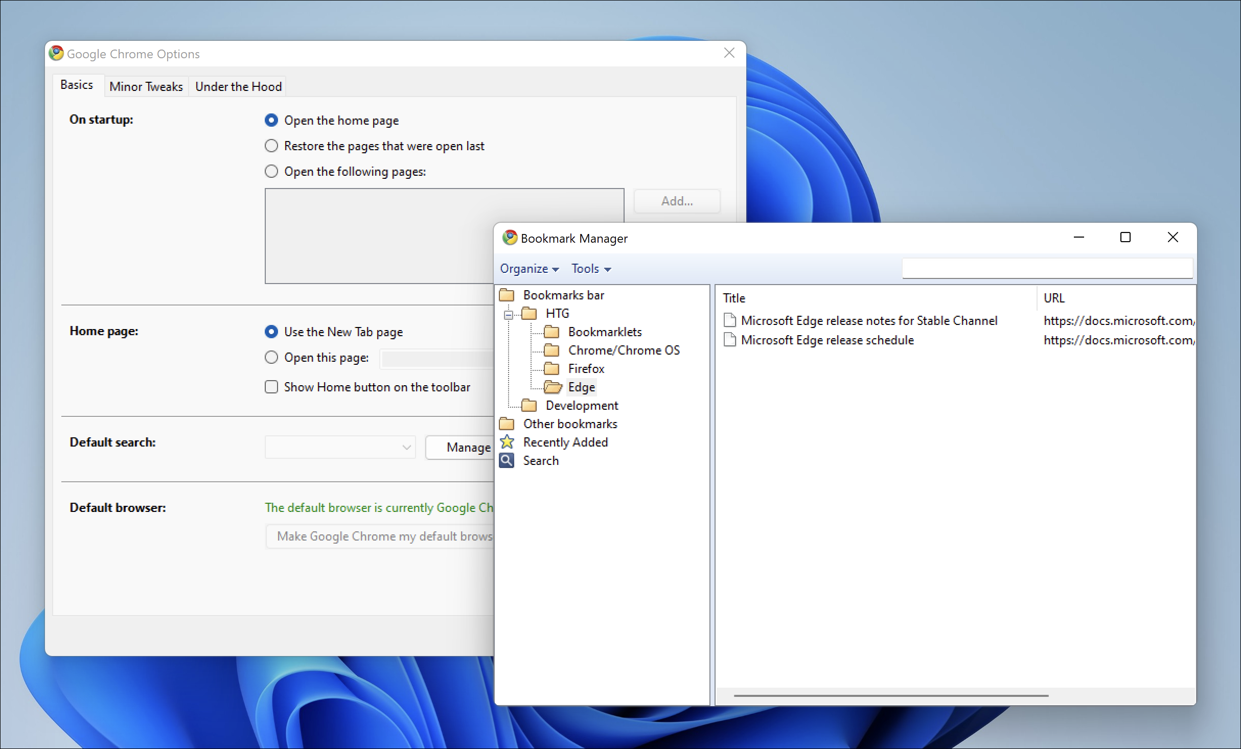 Chrome yer işaretleri ve ayarları
