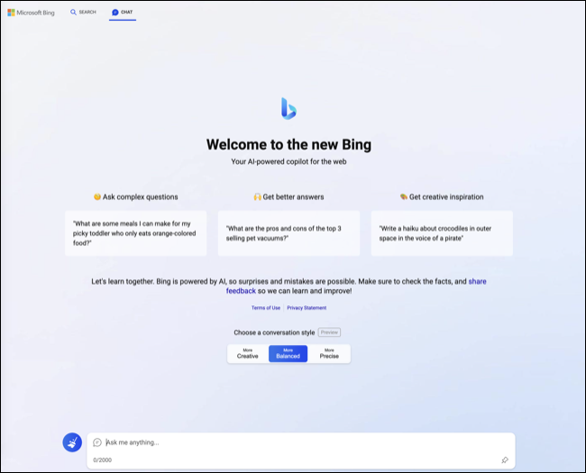 Ricerca AI di Bing