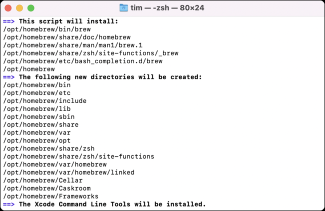 Enter キーを押して Mac に Homebrew をインストールします