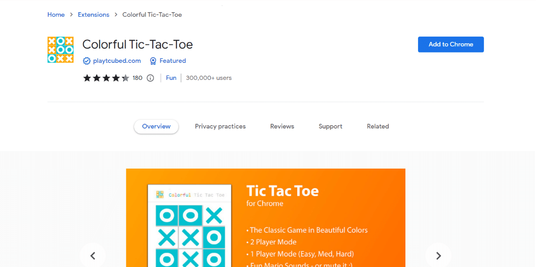 Tic Tac Toe colorat. 25 de cele mai bune jocuri cu extensii Chrome